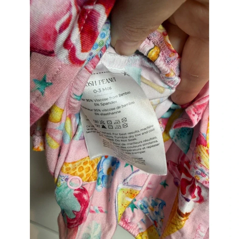 13. Posh Peanut Pink Ice Cream Bamboo Ruffle Romper Bodysuit 0-3 Months
